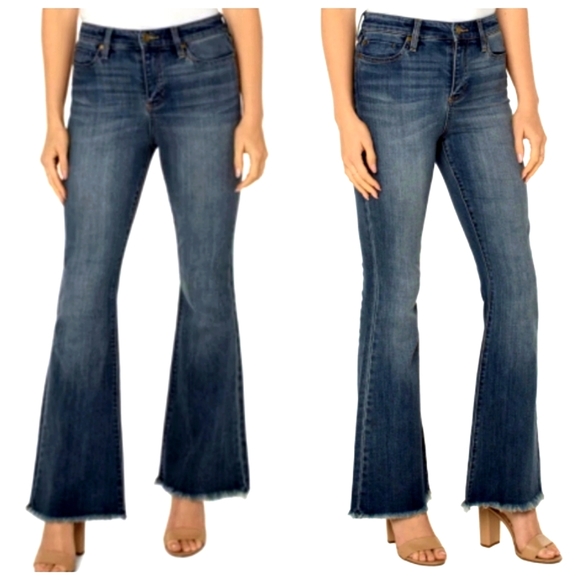 Liverpool Denim - Nwot Liverpool Los Angeles Midrise The Crop Flare Dark wash Raw hem Jeans